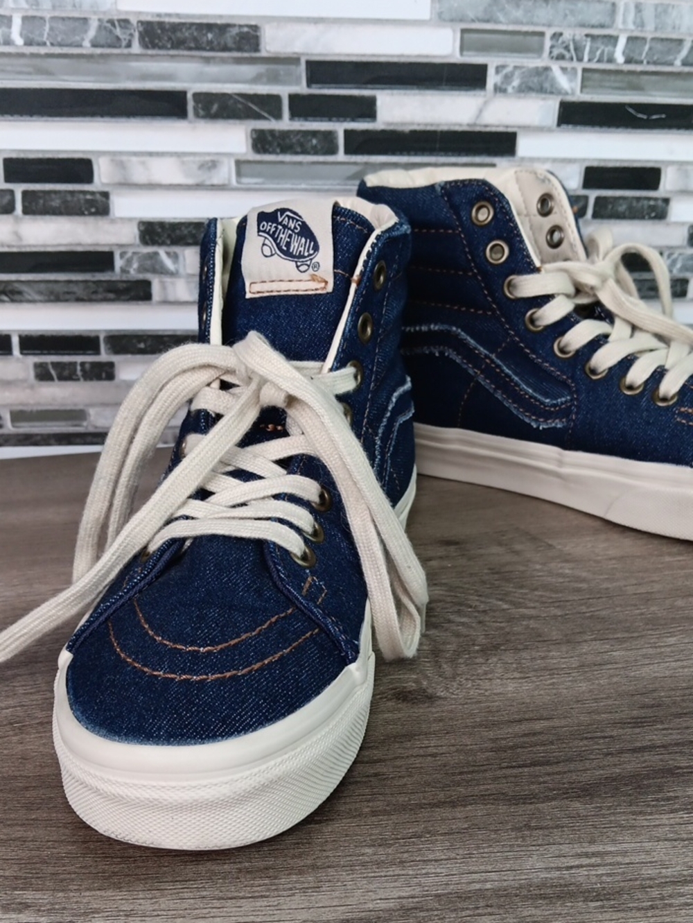 Vans Denim High Top Women 7 Lace Up Skater Girl Casual Back To School